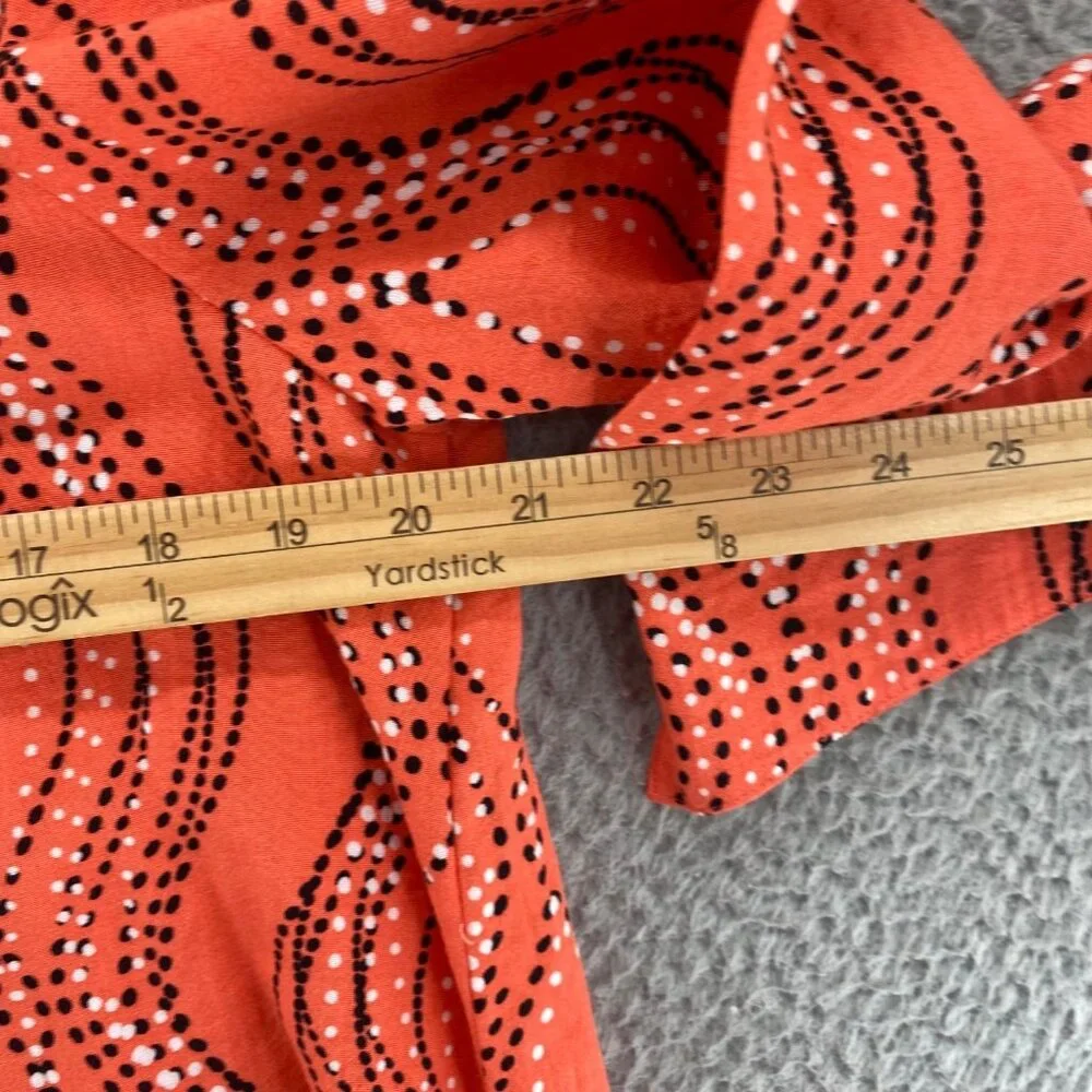 Ali Miles Top Womens Medium Coral Dot Pattern Button Up 3/4 Sleeve Wired Collar - Picture 8 of 10